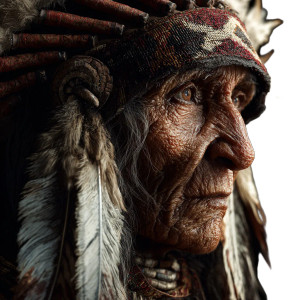 Elderly Native Portrait Vinyl Car Decal Sticker – Waterproof & UV-Resistant 3.4133333333333336"