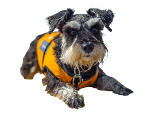 Surfing Schnauzer Vinyl Car Decal Sticker – Waterproof & UV-Resistant 6.1866666666666665" Surfing Schnauzer Vinyl Car Decal Sticker – Waterproof & UV-Resistant 6.1866666666666665"