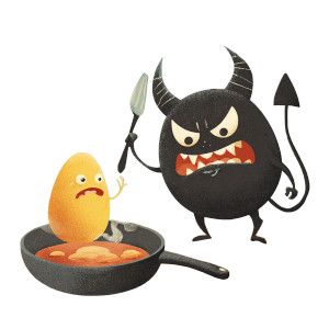 Devilish Egg Chef Vinyl Car Decal Sticker – Waterproof & UV-Resistant 3.4133333333333336"