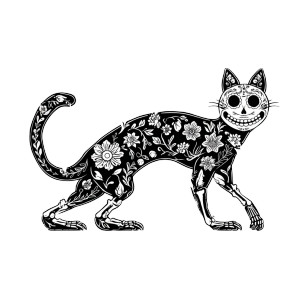 Sugar Skull Cat Vinyl Car Decal Sticker – Waterproof & UV-Resistant 3.4133333333333336"