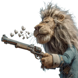 Lion With Gun Vinyl Car Decal Sticker – Waterproof & UV-Resistant 3.4133333333333336"