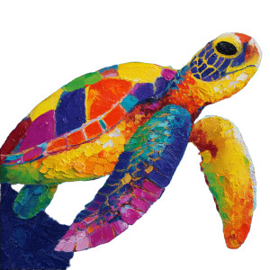 Colorful Turtle Painting Vinyl Car Decal Sticker – Waterproof & UV-Resistant 3.4133333333333336"
