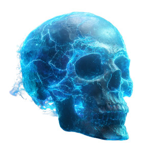 Glowing Cyber Skull V2 Vinyl Car Decal Sticker – Waterproof & UV-Resistant 3.4133333333333336"