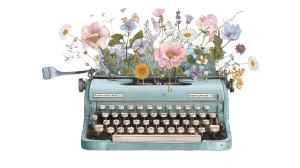 Vintage Typewriter Bouquet Vinyl Car Decal Sticker – Waterproof & UV-Resistant 2.72"