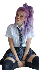Purple-Haired Student Vinyl Car Decal Sticker – Waterproof & UV-Resistant 4.8533333333333335"