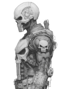 Punisher Armored Sketch Vinyl Car Decal Sticker – Waterproof & UV-Resistant 8.96"