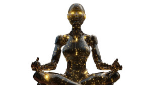 Meditating Ai Robot Vinyl Car Decal Sticker – Waterproof & UV-Resistant 5.4