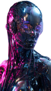 Synthwave Cyborg Vinyl Car Decal Sticker – Waterproof & UV-Resistant 9.706666666666667"