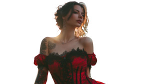 Gothic Brunette Portrait Vinyl Car Decal Sticker – Waterproof & UV-Resistant 5.4