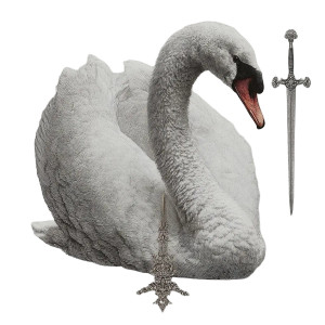Swan With Sword Vinyl Car Decal Sticker – Waterproof & UV-Resistant 3.4133333333333336"