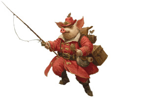 Gentleman Pig Fishing Vinyl Car Decal Sticker – Waterproof & UV-Resistant 6.1866666666666665"