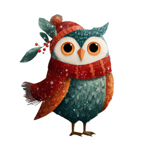 Christmas Owl Vinyl Car Decal Sticker – Waterproof & UV-Resistant 6.826666666666667"