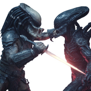 Predator Vs Alien Fight Vinyl Car Decal Sticker – Waterproof & UV-Resistant 3.4133333333333336"