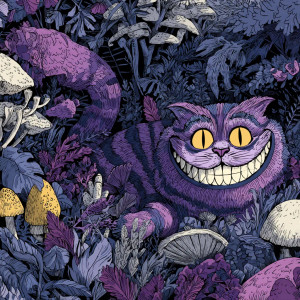 Purple Cheshire Cat Vinyl Car Decal Sticker – Waterproof & UV-Resistant 3.4133333333333336"