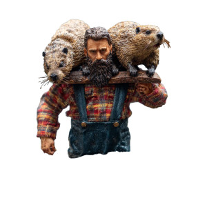 Lumberjack With Beavers Vinyl Car Decal Sticker – Waterproof & UV-Resistant 3.4133333333333336"