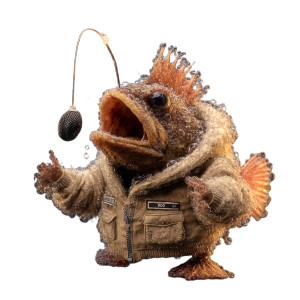 Rapping Angler Fish Vinyl Car Decal Sticker – Waterproof & UV-Resistant 3.4133333333333336"