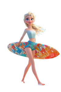 Elsa Surfing Vinyl Car Decal Sticker – Waterproof & UV-Resistant 8.96"