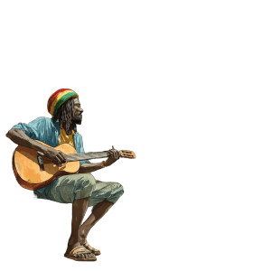 Rasta Guitarist Vinyl Car Decal Sticker – Waterproof & UV-Resistant 3.4133333333333336"