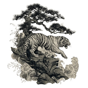 Tiger Cliff Tattoo Vinyl Car Decal Sticker – Waterproof & UV-Resistant 3.4133333333333336"