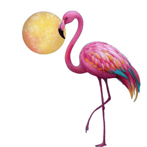 Moonlit Flamingo Chase Vinyl Car Decal Sticker – Waterproof & UV-Resistant 6.826666666666667"