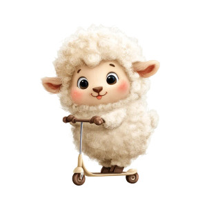Sheep On Scooter Vinyl Car Decal Sticker – Waterproof & UV-Resistant 6.826666666666667"