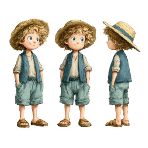 Boy In Straw Hat Vinyl Car Decal Sticker – Waterproof & UV-Resistant 3.4133333333333336"
