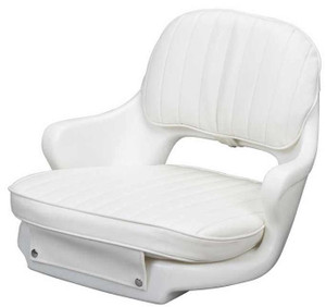 Moeller Marine White Boat Seat | UV-Resistant Vinyl | Bucket Style with Molded Arms