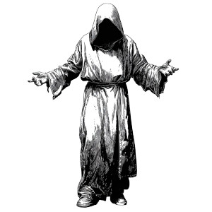 Hooded Monk V2 Vinyl Car Decal Sticker – Waterproof & UV-Resistant 3.4133333333333336"