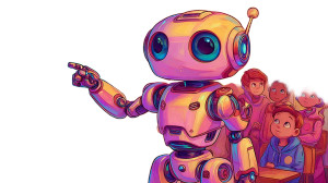 Futuristic Robot Teacher Vinyl Car Decal Sticker – Waterproof & UV-Resistant 2.72"