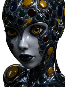 Fractal Cyborg Female Vinyl Car Decal Sticker – Waterproof & UV-Resistant 8.213333333333333"