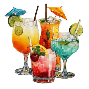 Colorful Cocktails Illustration V2 Vinyl Car Decal Sticker – Waterproof & UV-Resistant 3.4133333333333336"