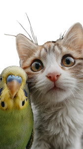 Parakeet And Cat Vinyl Car Decal Sticker – Waterproof & UV-Resistant 4.8533333333333335"