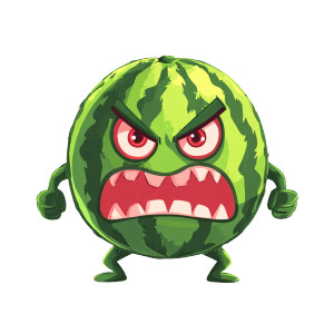 Angry Vector Watermelon Vinyl Car Decal Sticker – Waterproof & UV-Resistant 6.826666666666667"