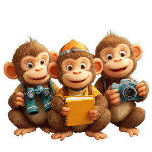 Cartoon Research Monkeys Vinyl Car Decal Sticker – Waterproof & UV-Resistant 3.4133333333333336"