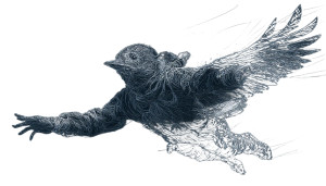Bird-Skinned Man Vinyl Car Decal Sticker – Waterproof & UV-Resistant 2.773333333333333