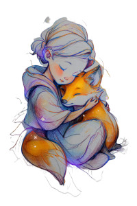 Child Hugs Fox Vinyl Car Decal Sticker – Waterproof & UV-Resistant 4.4