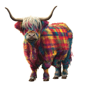 Highland Cow Tartan Vinyl Car Decal Sticker – Waterproof & UV-Resistant 6.826666666666667"