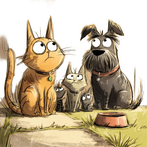 Confused Pets Scene Vinyl Car Decal Sticker – Waterproof & UV-Resistant 6.826666666666667"