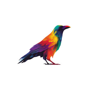 Rainbow Crow Logo Vinyl Car Decal Sticker – Waterproof & UV-Resistant 3.4133333333333336"