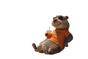 Beach Lounging Beaver Vinyl Car Decal Sticker – Waterproof & UV-Resistant 2.986666666666667"