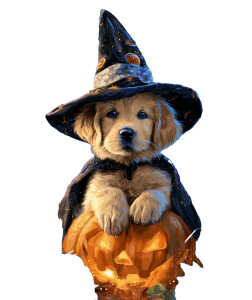 Wizard Puppy Pumpkin Vinyl Car Decal Sticker – Waterproof & UV-Resistant 4.0"