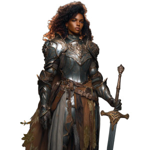 Female Knight Paladin Vinyl Car Decal Sticker – Waterproof & UV-Resistant 3.4133333333333336"