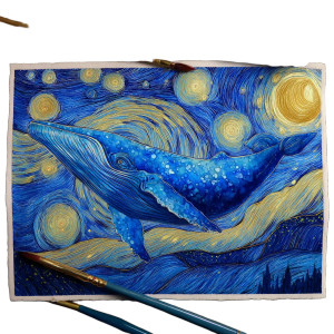 Flying Blue Whale V3 Vinyl Car Decal Sticker – Waterproof & UV-Resistant 3.4133333333333336"