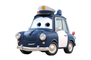 Curious Police Car Vinyl Car Decal Sticker – Waterproof & UV-Resistant 5.97333333333333