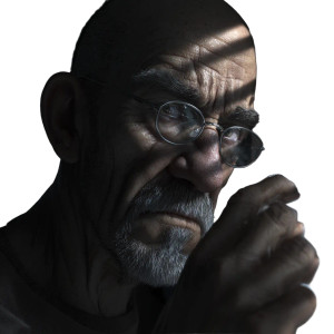 Suspicious Elderly Man Vinyl Car Decal Sticker – Waterproof & UV-Resistant 3.4133333333333336"