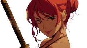 Redhead With Katana Vinyl Car Decal Sticker – Waterproof & UV-Resistant 2.72"