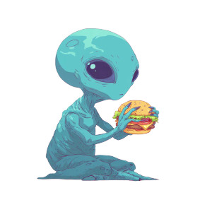 Cute Alien Eating Vinyl Car Decal Sticker – Waterproof & UV-Resistant 3.4133333333333336"