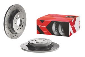 Brembo Xtra Brake Rotor | Volvo XC70 V70 S60 S80 | Solid Cross Drilled 1 Piece Design Brembo Xtra Brake Rotor | Volvo XC70 V70 S60 S80 | Solid Cross Drilled 1 Piece Design