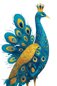 Crowned Peacock Illustration Vinyl Car Decal Sticker – Waterproof & UV-Resistant 4.4