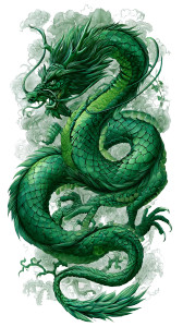 Green Chinese Dragon Vinyl Car Decal Sticker – Waterproof & UV-Resistant 9.706666666666667"